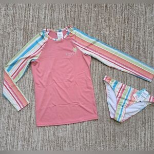 Roxy Girls Two Piece Rashguard Swimsuit Set